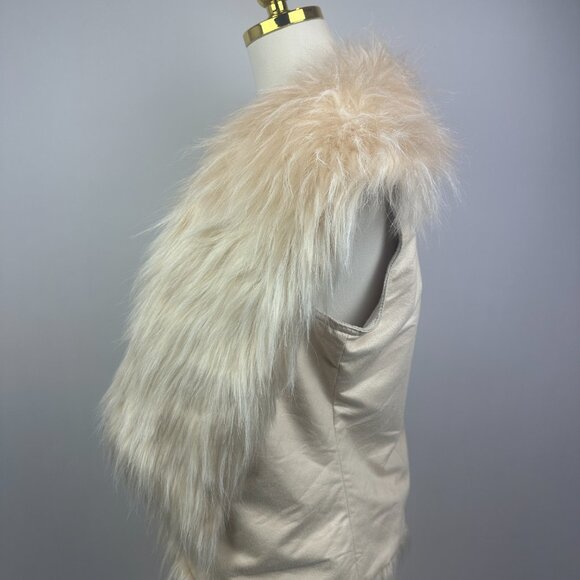 Simply Vera - Vera Wang - Front Stole Cream Faux Fur & Suede Vest - S/M - Picture 7 of 9